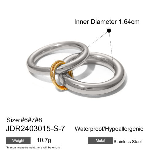 Two-Tone Sculptural Stainless Steel Ring Collection — wholesale view 10