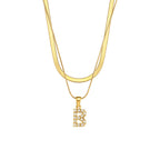 Imitation pearl letter B pendant on layered stainless steel chains