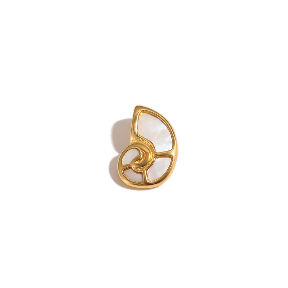 Pale-inlay spiral shell pendant front view
