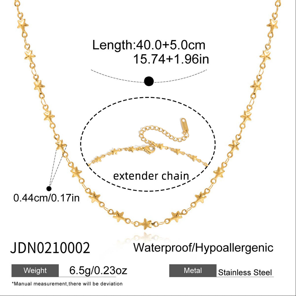 Tiny star chain necklace with measurement guide