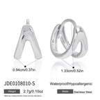 Wholesale Silver-Finish Stainless Steel Huggie and Chain Hoop Earring Collection - finish detail
