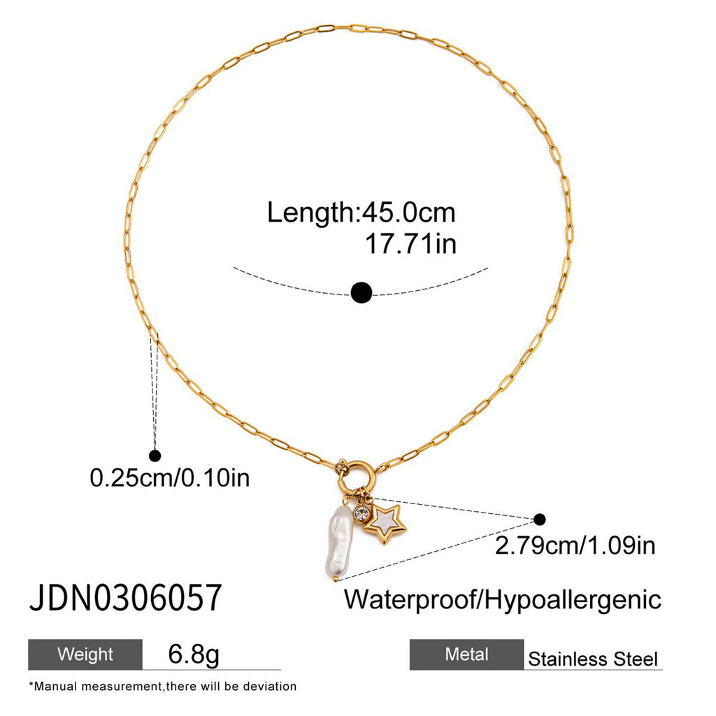 Star and white drop charm necklace dimensions