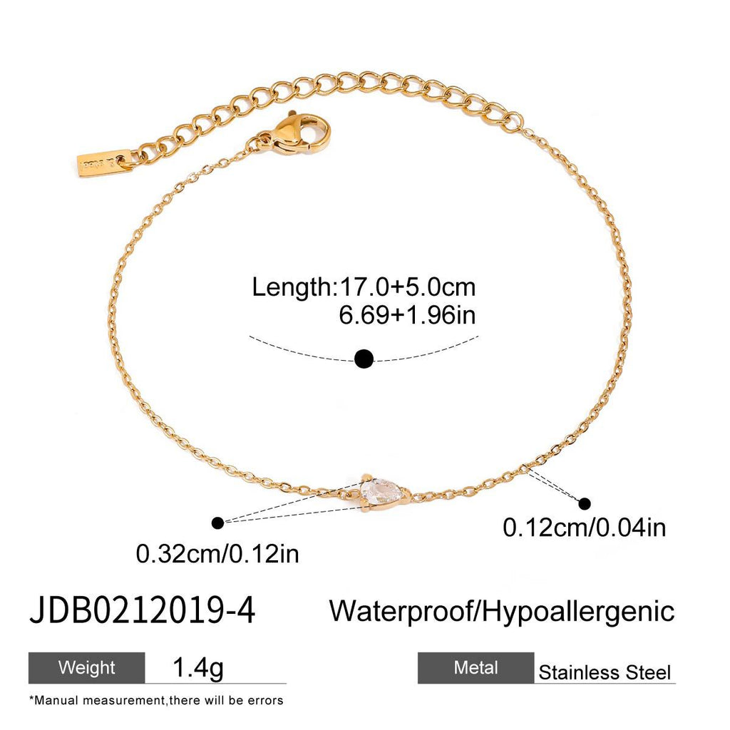 Fine chain bracelet with clear marquise accent