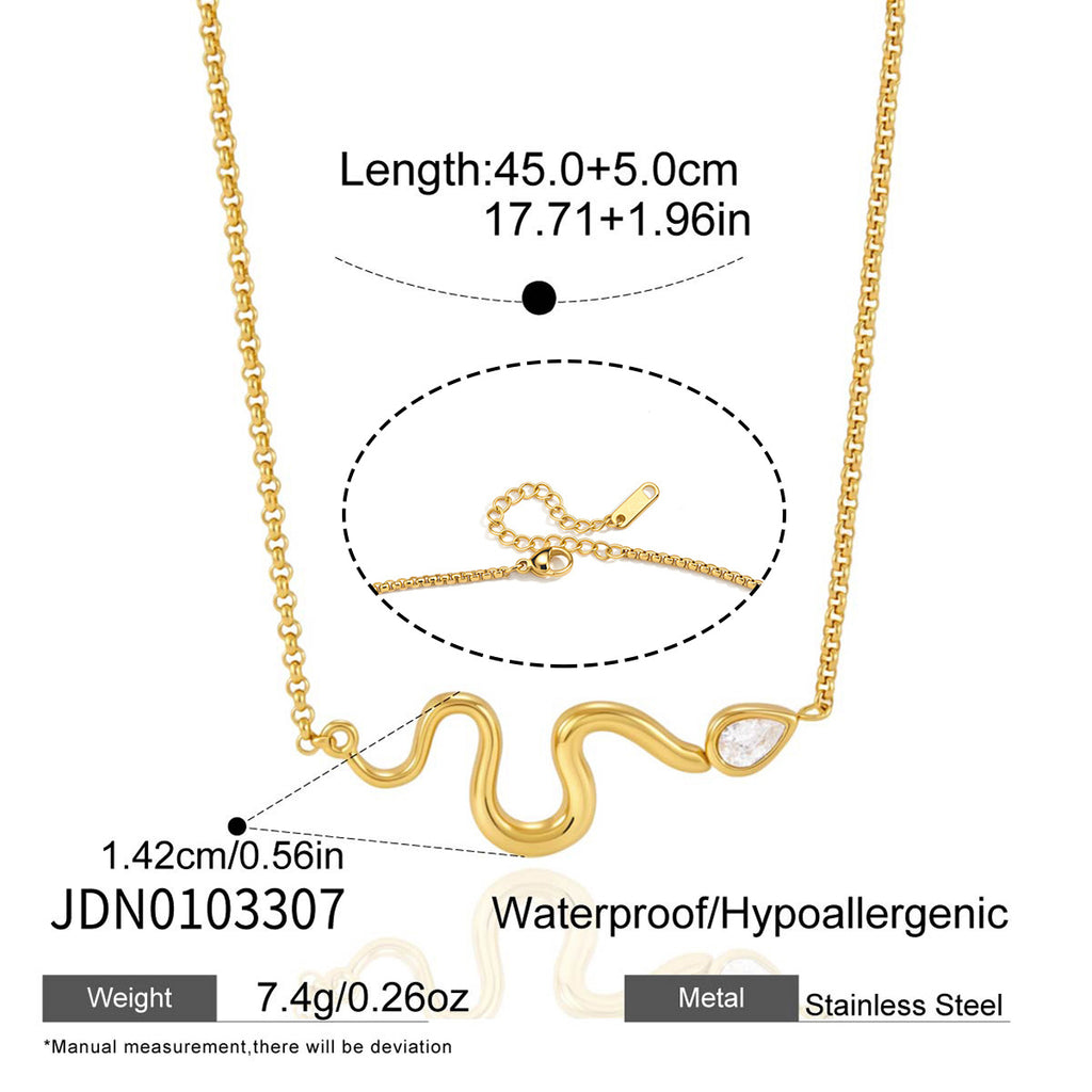 Wave pendant necklace length and lobster clasp diagram