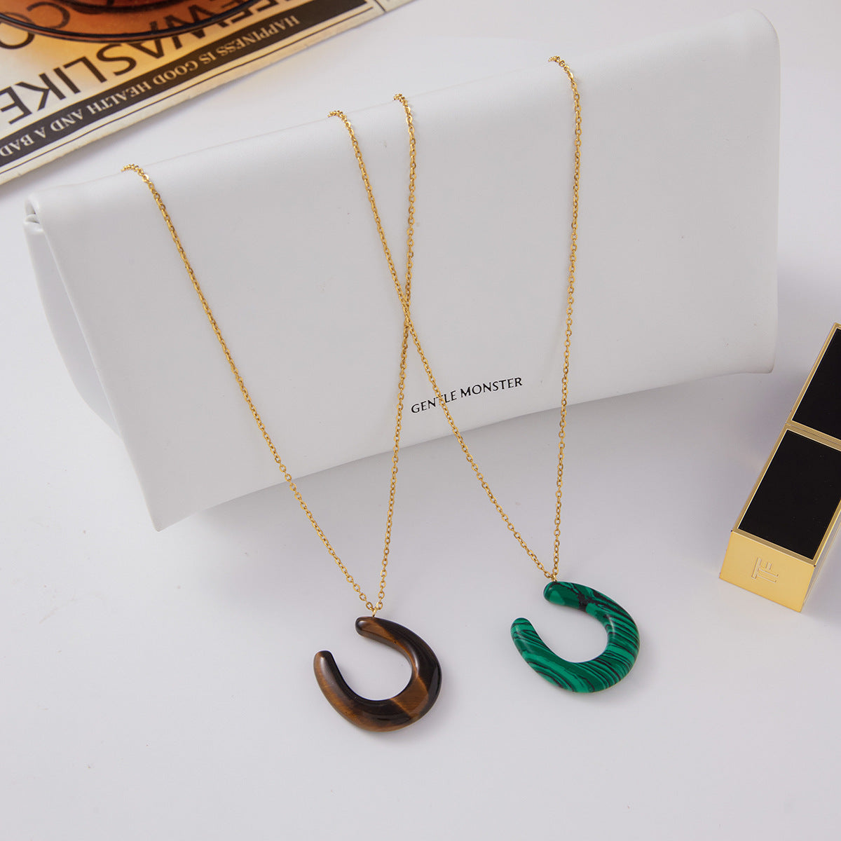 Colored Accent Stainless Steel Pendant Necklace Collection close-up product view