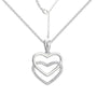 isolated silver-finish brass double heart pendant necklace