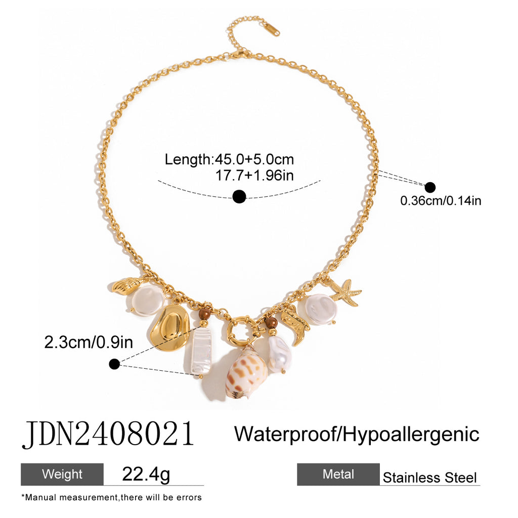 Gold-Tone Stainless Steel Ocean Charm Necklace — product reference
