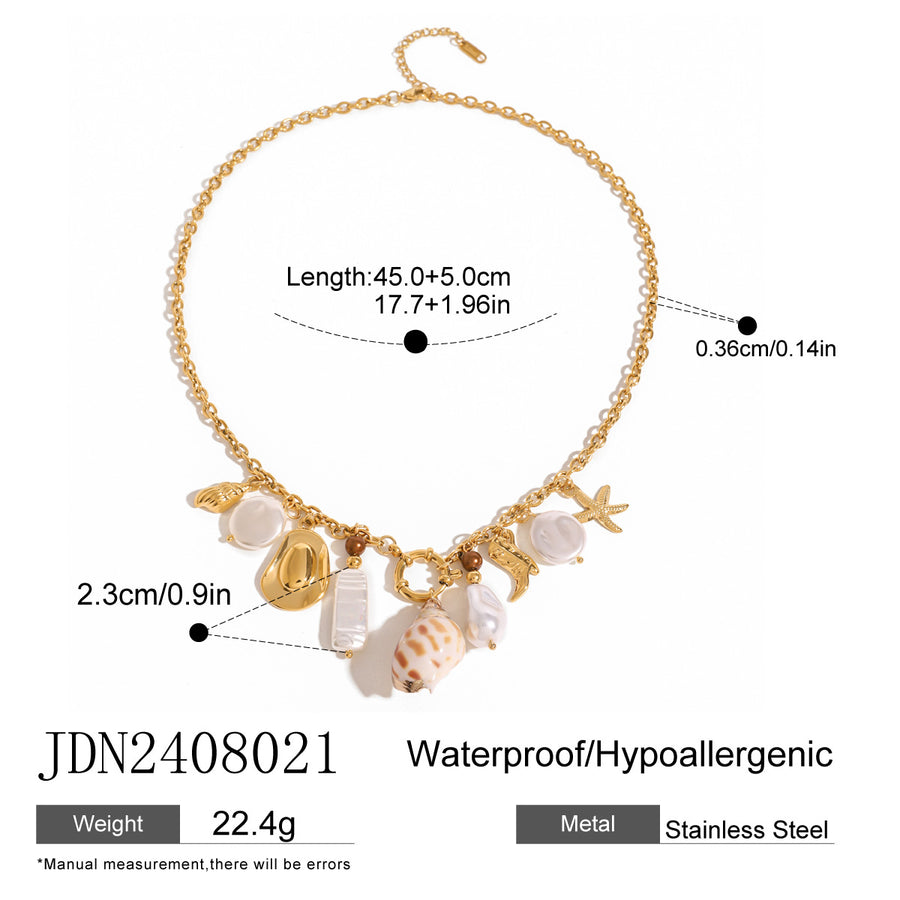 Gold-Tone Stainless Steel Ocean Charm Necklace — product reference