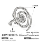 Spiral open stainless steel ring dimensions