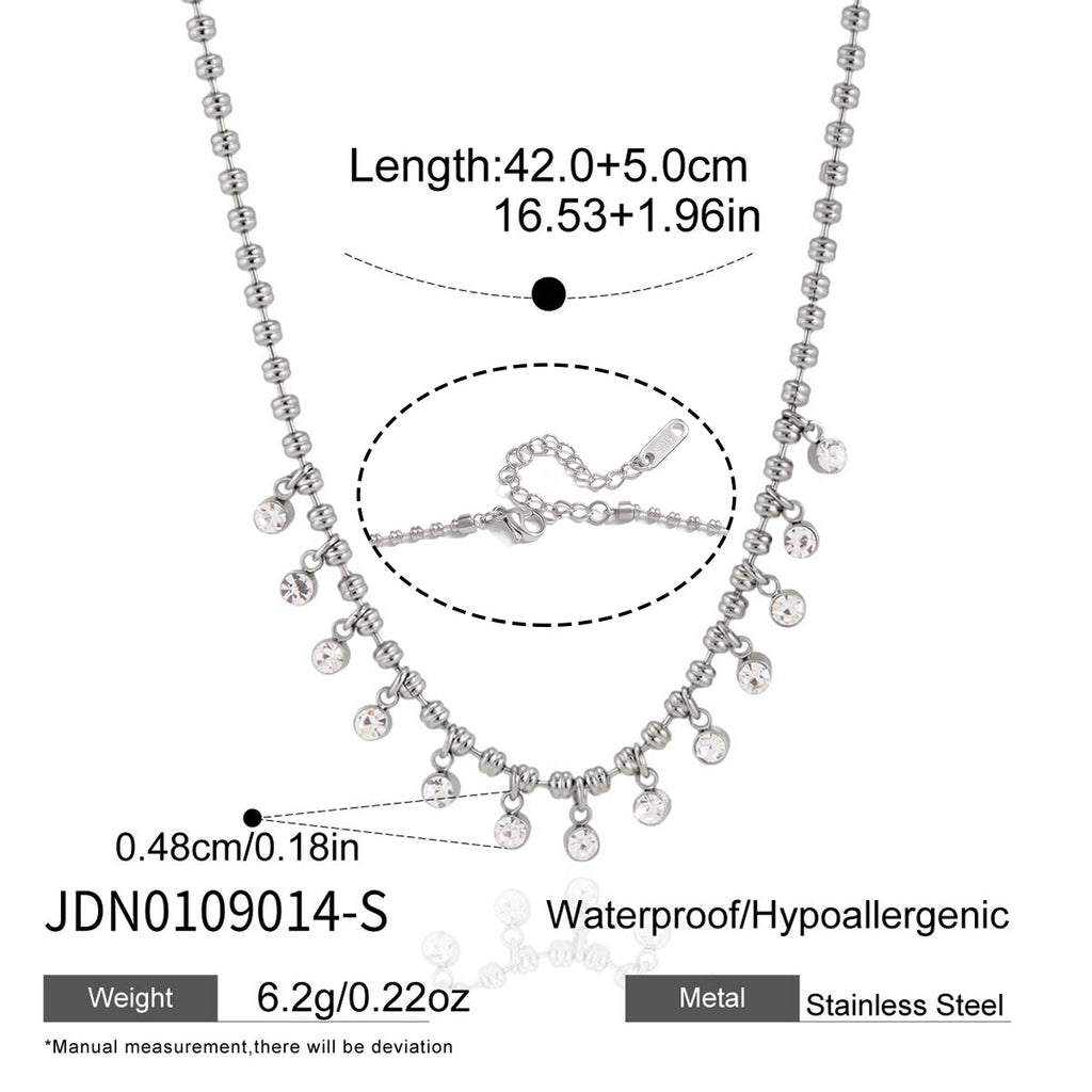 Steel color round-drop necklace length chart