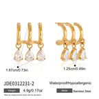Gold-tone pear-drop triple-curve earring diagram