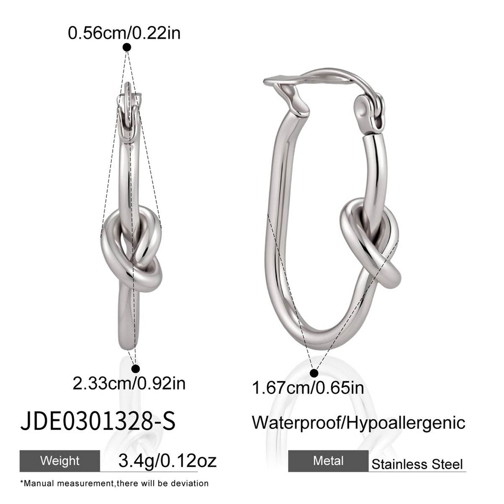 Silver tone knot hoop dimensions