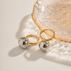 Mixed-Finish Stainless Steel Sphere Drop Hoop Earrings styled product view