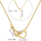 infinity heart motif dimensions with 45 plus 5 cm chain and 2.6 g listed weight