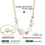 Short shell-bead necklace with linked chain and clasp detail