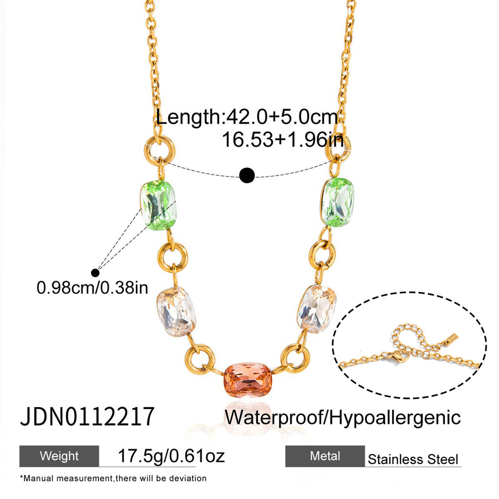 Pastel stone necklace dimension image showing 42 cm length plus 5 cm extension
