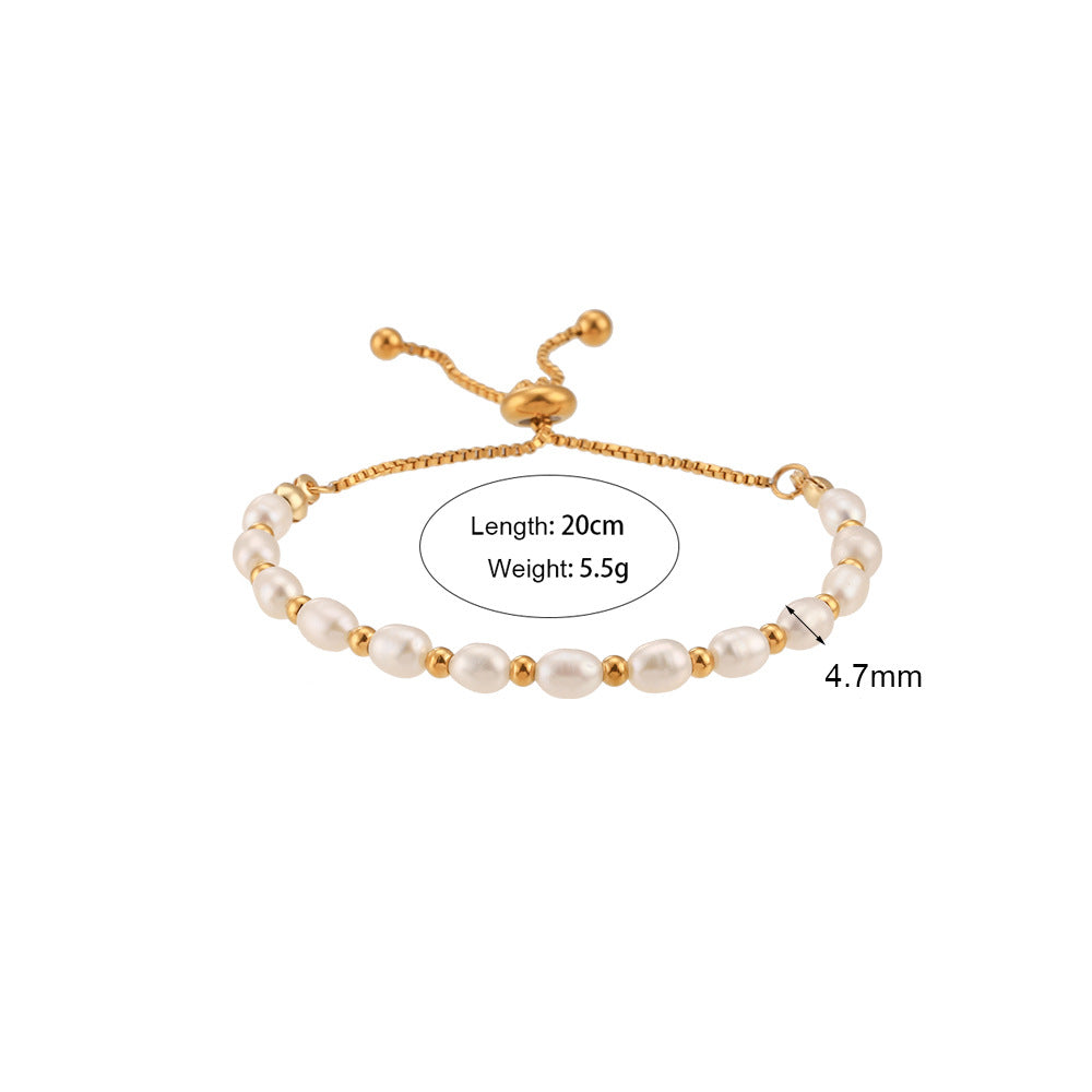freshwater pearl bolo bracelet with 20 cm length and 4.7 mm pearl detail