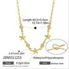 Alternating fish and starfish necklace with clasp detail