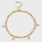 gold plated brass mixed-link anklet with cubic zirconia drops