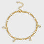 gold plated brass mixed-link anklet with cubic zirconia drops
