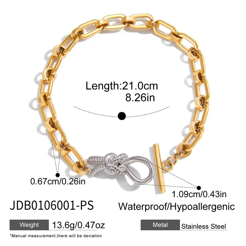 Two-Tone Knotted and Mixed-Link Stainless Steel Bracelets — selectable styles and material reference