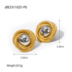 Gold Plated Two-Tone Stainless Steel Spiral Stud Earrings — product reference