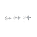 isolated silver finish 925 sterling silver moissanite star stud set