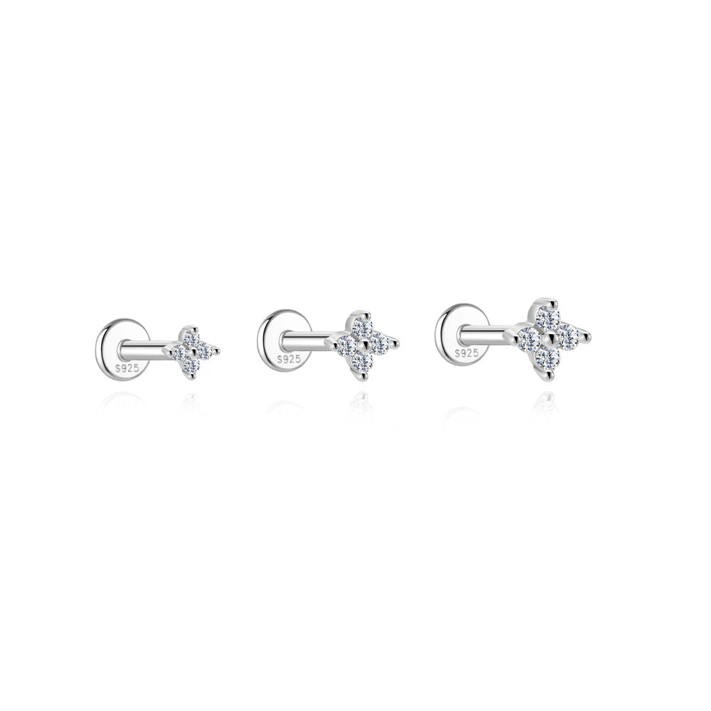 isolated silver finish 925 sterling silver moissanite star stud set
