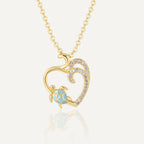 gold plated turtle heart pendant necklace with blue resin and clear stones