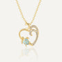 gold plated turtle heart pendant necklace with blue resin and clear stones