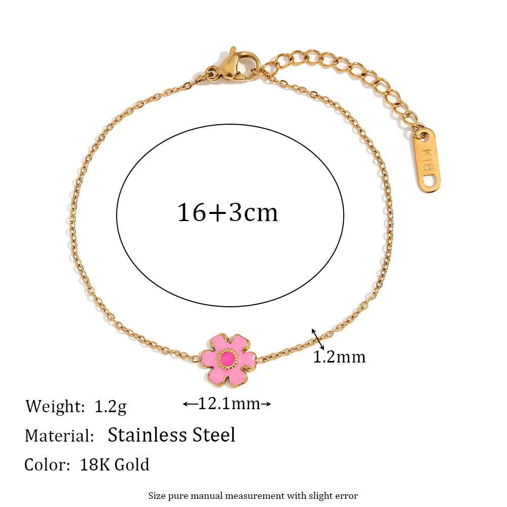 gold-tone stainless steel flower bracelet length diagram