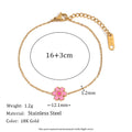 Pink flower bracelet motif width and chain measurements