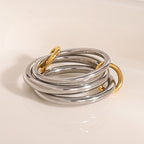 Two-Tone Stacked Stainless Steel Band Ring — wholesale view 3