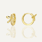 925 sterling silver bow zirconia huggie hoop earrings