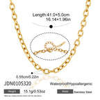 Oval link chain with extension and dimensions