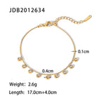Fine chain bracelet with dangling clear round accents