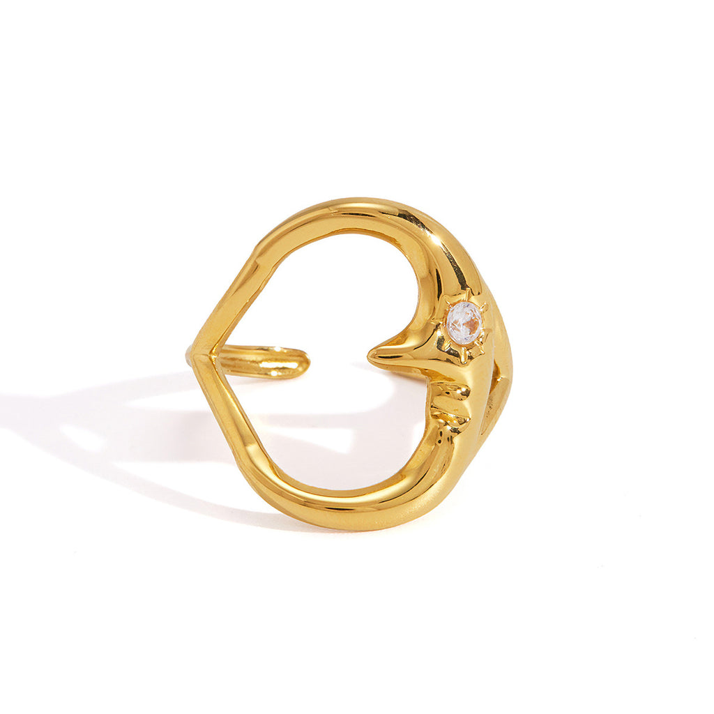 Polished moon-face ring with open center