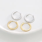 925 Sterling Silver Pavé Zirconia Huggie Hoop Earrings — rear views and hinged closures
