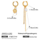 Sunburst charm and chain drop stainless steel hoop earrings