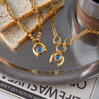 Gold-Tone Blue Resin Equestrian Stainless Steel Bracelet Collection — styled view