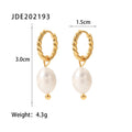 Pearl drop hoops with 3 cm height and 1.5 cm hoop width labels