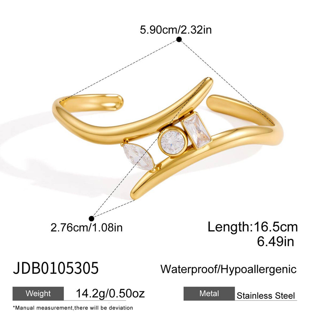 Stainless steel three-stone cuff measurement diagram