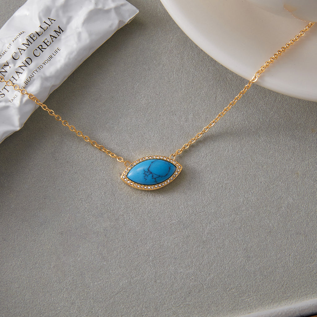 Gold-Tone Turquoise-Color Evil Eye Stainless Steel Jewelry Collection close-up product view