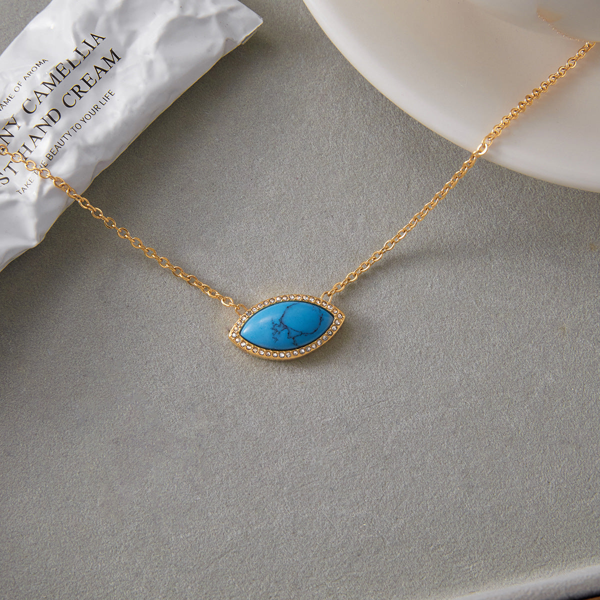 Gold-Tone Turquoise-Color Evil Eye Stainless Steel Jewelry Collection close-up product view