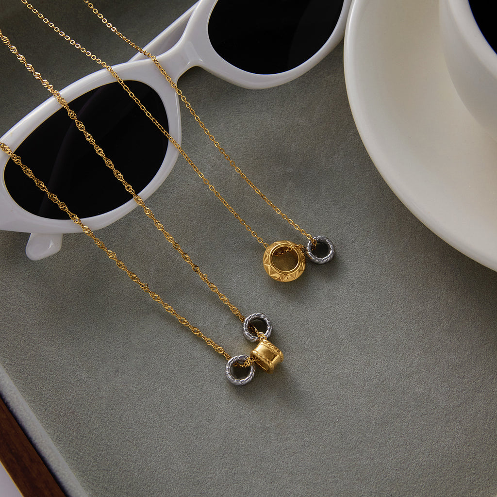 Sculptural Stainless Steel Pendant Necklace Collection close-up product view