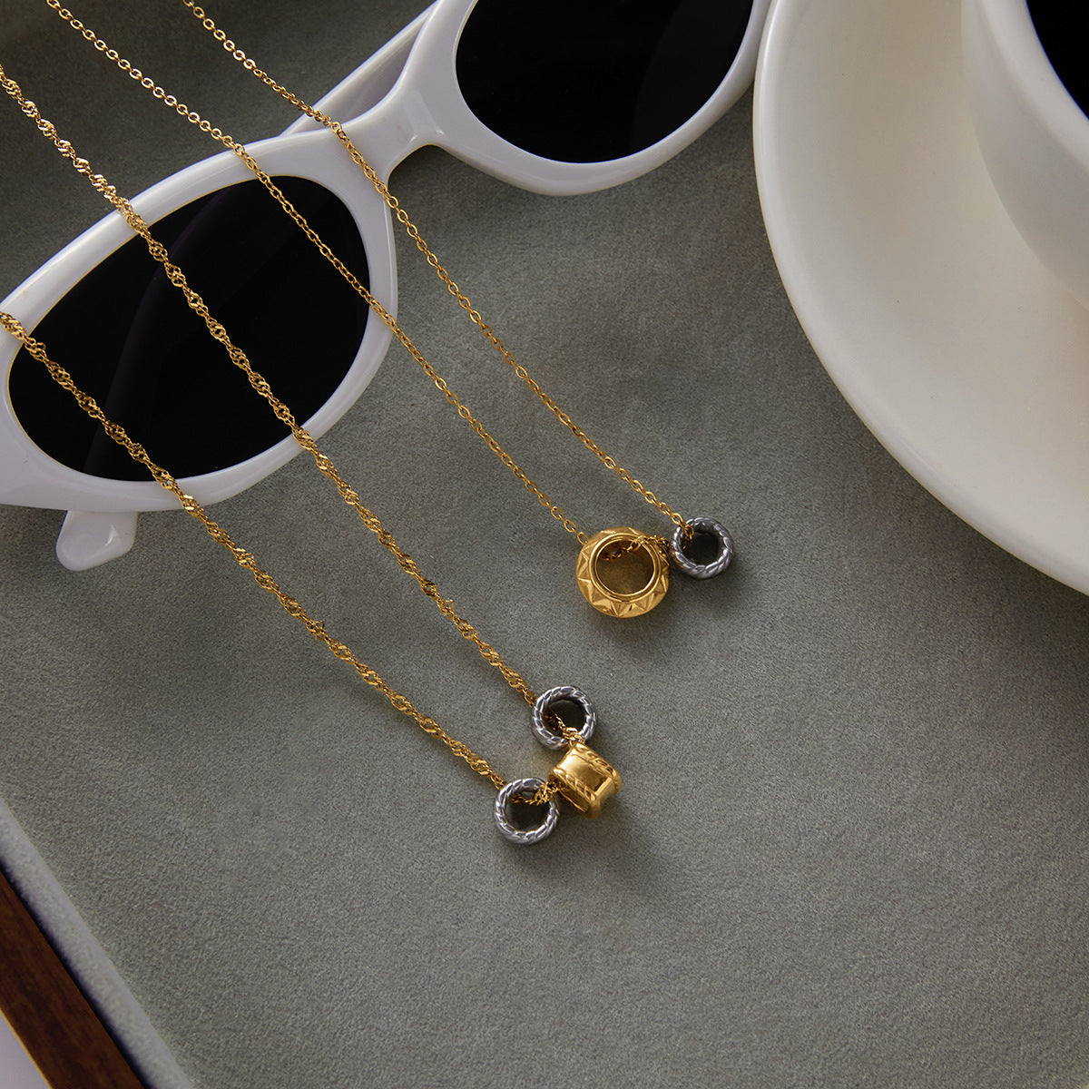 Sculptural Stainless Steel Pendant Necklace Collection close-up product view