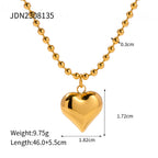 Gold Plated Puffed Heart Stainless Steel Pendant Necklace – product view 5