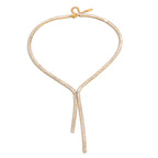 isolated gold plated clear-stone Y necklace