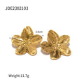 Gold Plated Stainless Steel Floral Stud Earring Collection – detail view