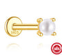 3 mm white resin bead on a threaded gold plated flat-back earring